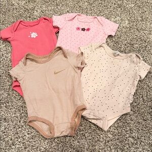 Nike Pink and Cream Baby Bodysuit Set